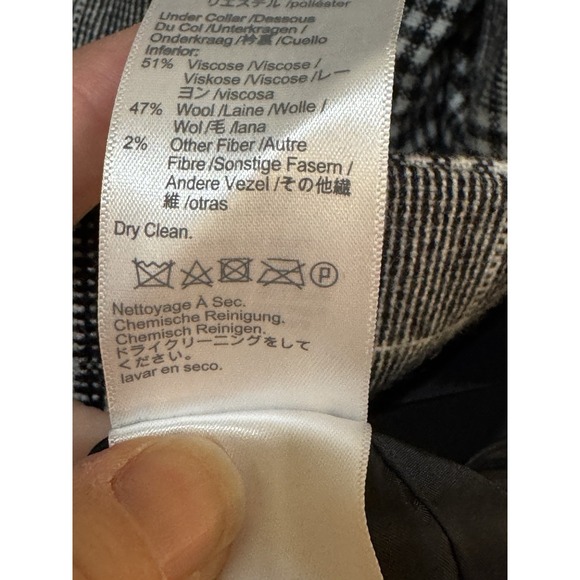 Madewell Women's The Rosedale Blazer Size 10 Black‎ White Double-Breasted Wool - Picture 12 of 16